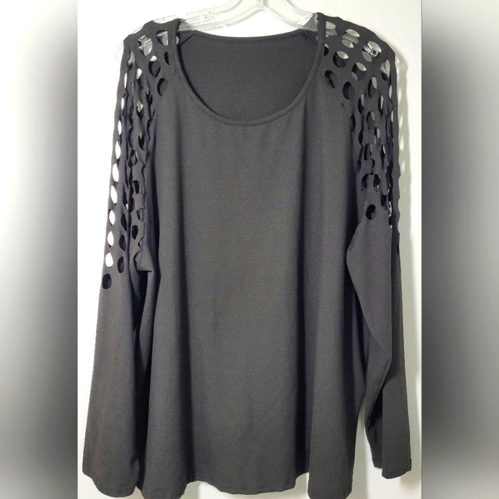 Shein Round Collar Long Lattice Sleeves 3X